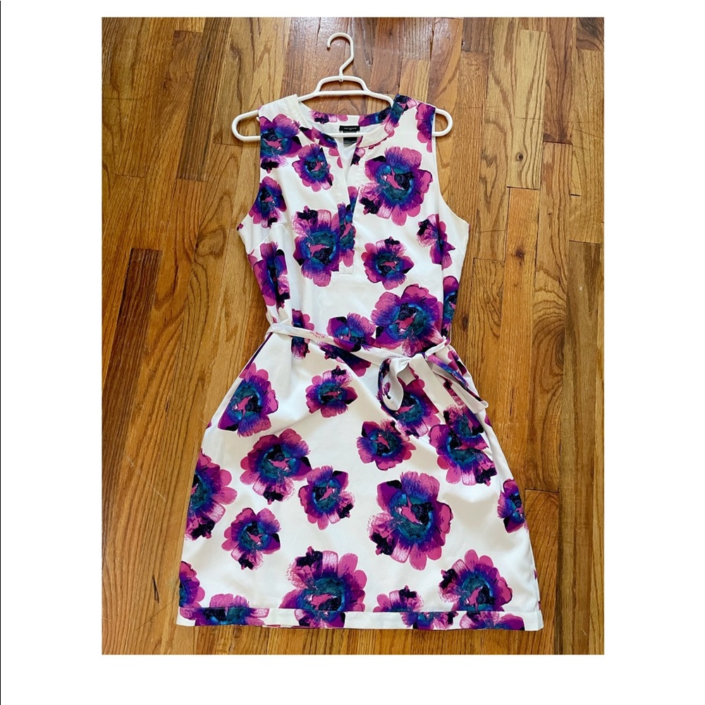 Ann Taylor Factory white sheath dress with purple flowers